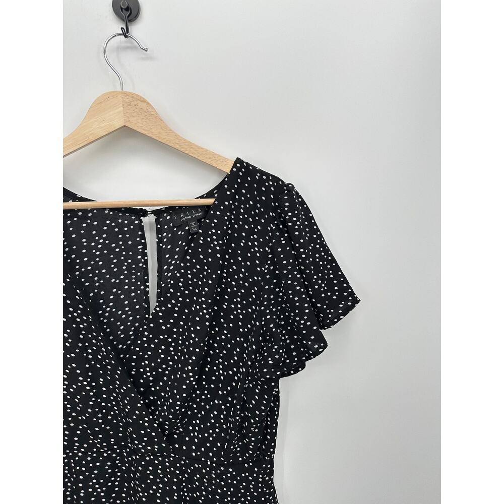 Trixx Dress Women XL Black Flare Polka Dot Whimsigoth Retro Babydoll Mini Skater - Picture 4 of 8